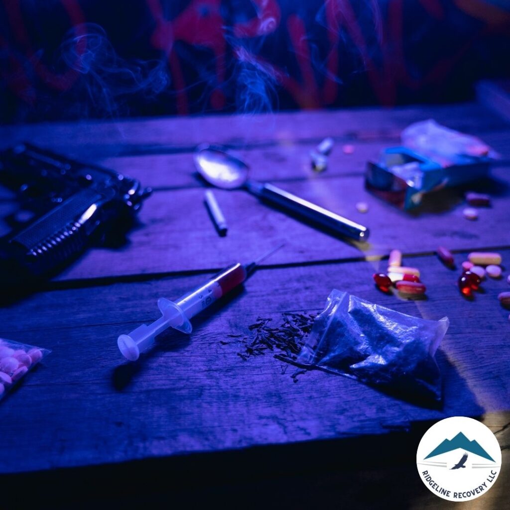 A close-up of a table with drug paraphernalia, symbolizing the dangers of addiction and the need for recovery in Columbus.