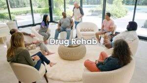 Recovery community members sharing progress in a Columbus drug rehab center.