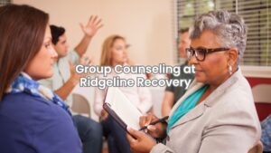 Therapist leading a group counseling session in Columbus, Ohio.