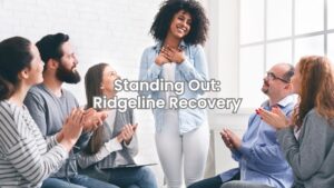 Clients attending a group therapy session at Ridgeline Recovery, a drug rehab center in Columbus.