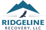 Ridgeline Recovery Logo - A stylized tree with strong roots transitions into a pathway, symbolizing hope and growth.