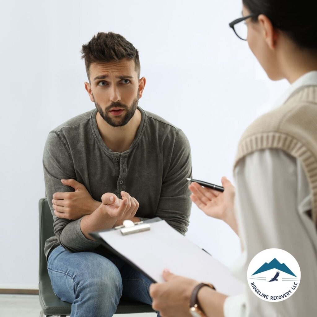  A counselor and patient discussing recovery strategies during a counseling session in addiction treatment in Columbus.