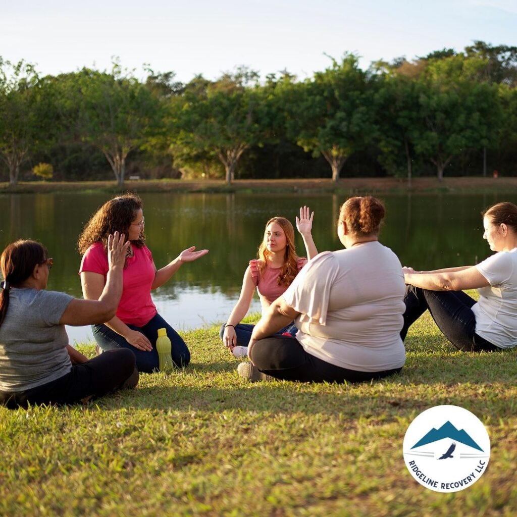 A group of participants sharing their stories in an Addiction Therapy program in Ohio.