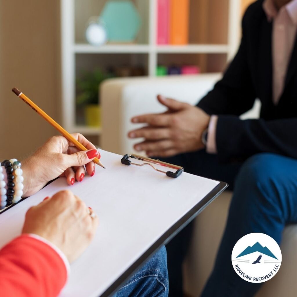 A consultation between a potential patient and a counselor at an addiction treatment facility near me, discussing recovery options.