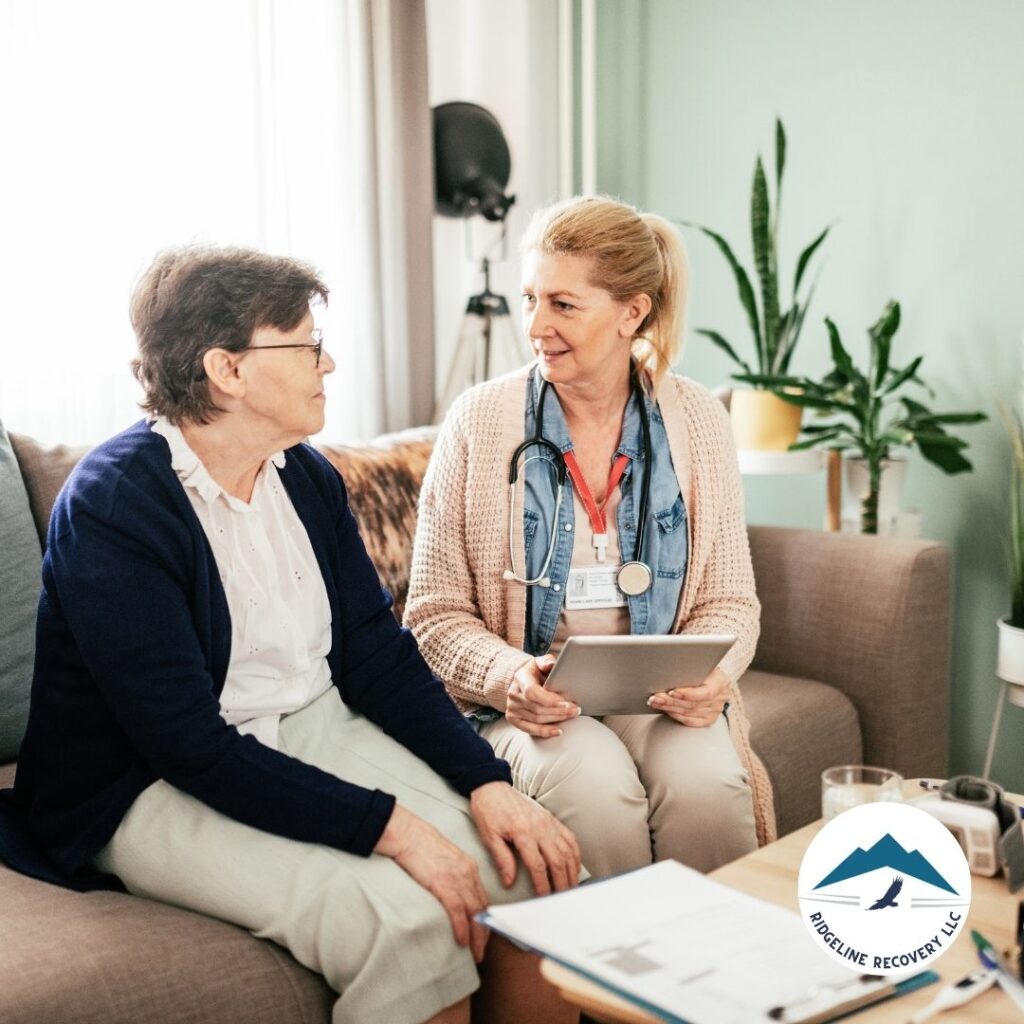 A healthcare professional discussing treatment options with a patient at a Vivitrol clinic near me.