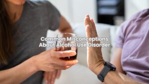 A person declines an alcoholic drink offered by a friend, refusing to fuel alcohol addiction.