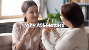 Therapist and deaf client using American Sign Language during addiction counseling with ASL services for substance abuse and mental health in Columbus.