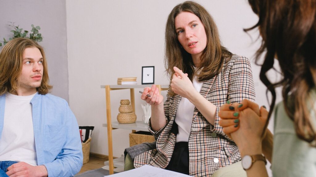 Group therapy session as part of an intensive outpatient program in Columbus, Ohio.