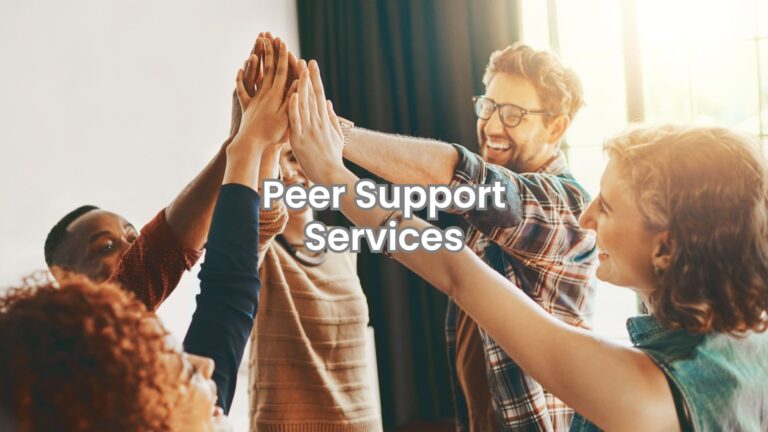 Group of individuals sharing stories in a peer support services session in Columbus.