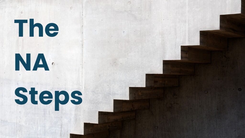 A minimalist staircase ascending toward the light, representing the upward journey of recovery through the NA Steps.
